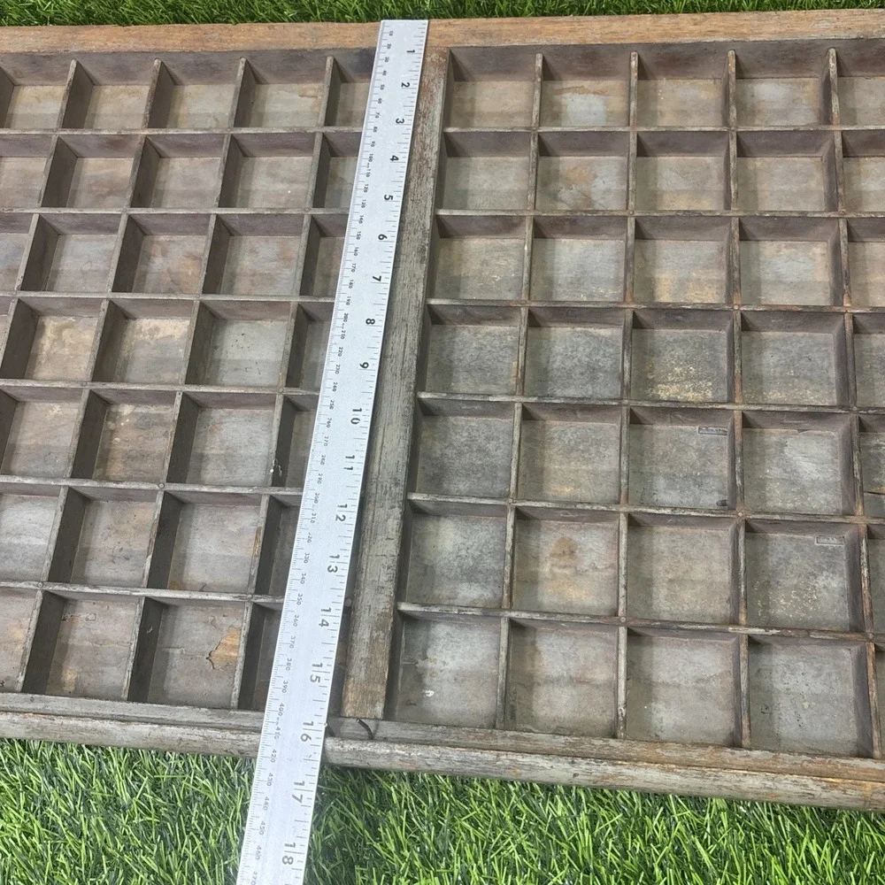 Antique Wood Letterpress Type Case 98 Slot Printer Tray Shadow Box Display